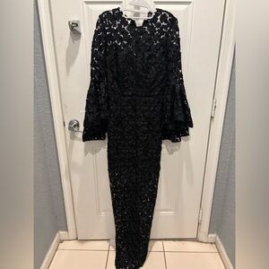 NWT MILLY Anya black maxi lace dress sz 8